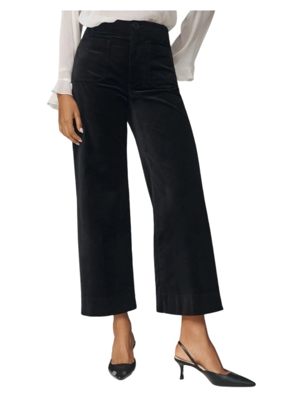 Anthropologie Maeve Colette Velvet Wide-Leg Pants Black Size 28